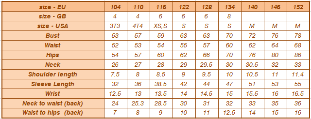 Anderson Childrens Size Chart