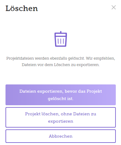 Projekt löschen