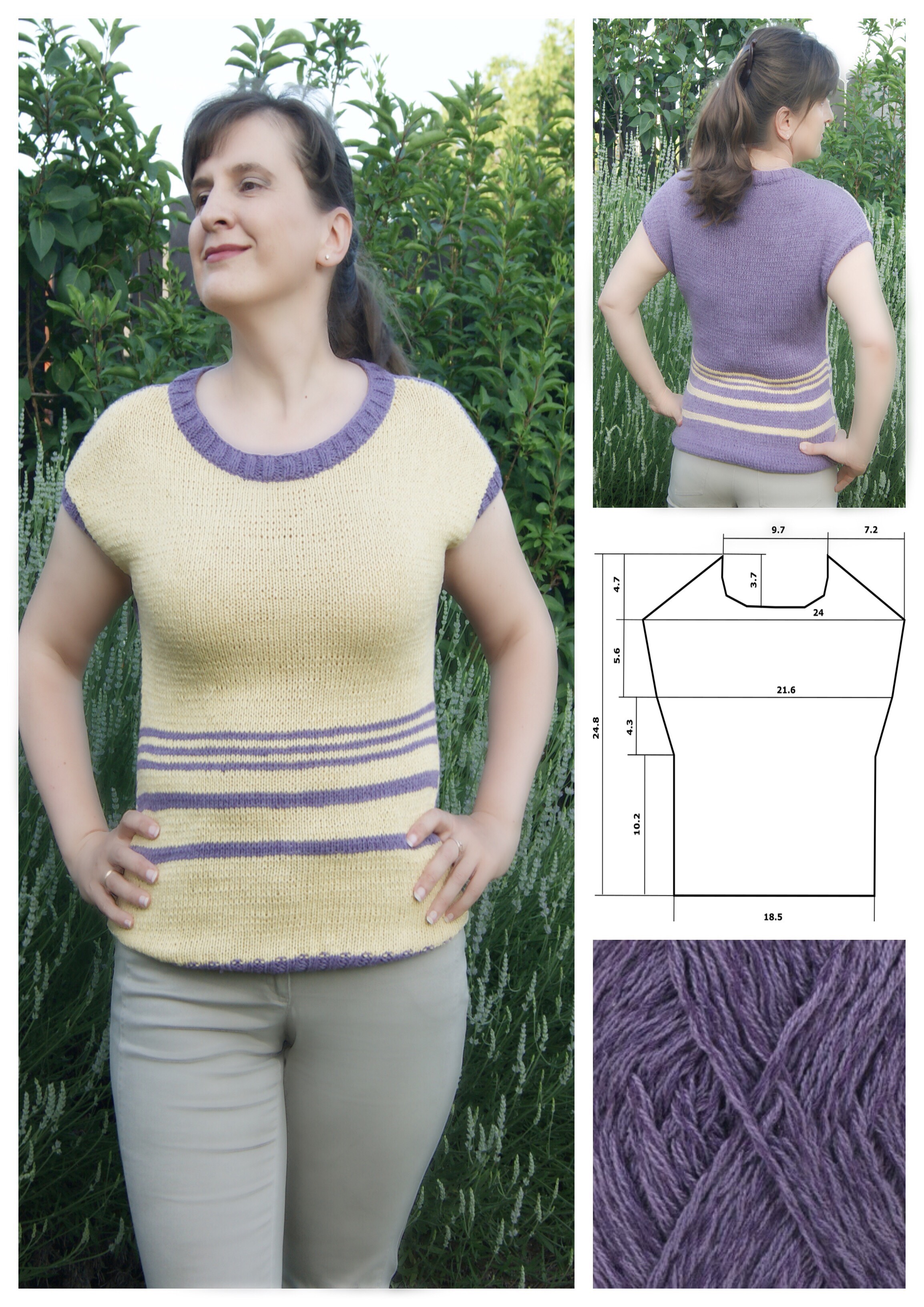 Free knitting pattern. Summer top for women. Download in PDF without