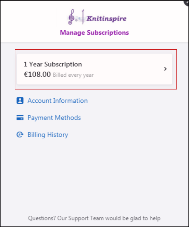 Manage subscription