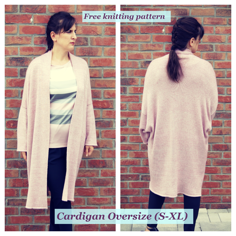 Women cardigan oversize. Free knitting pattern.